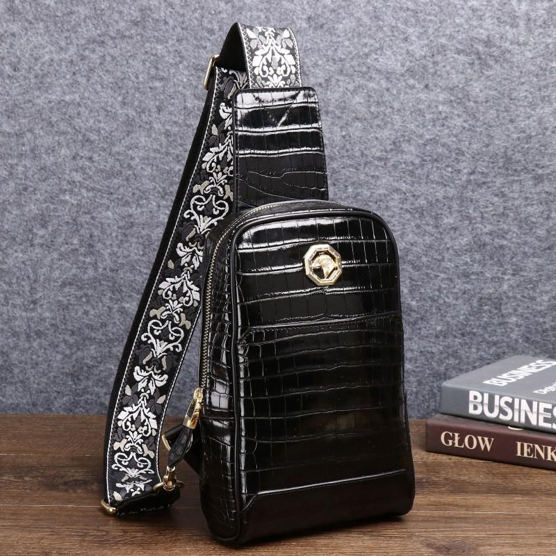 New Crocodile Belly Pattern Men s Chest Bag Fashion Diagonal Cross Outdoor Leisure Backpack Trendy Style 17x8x26