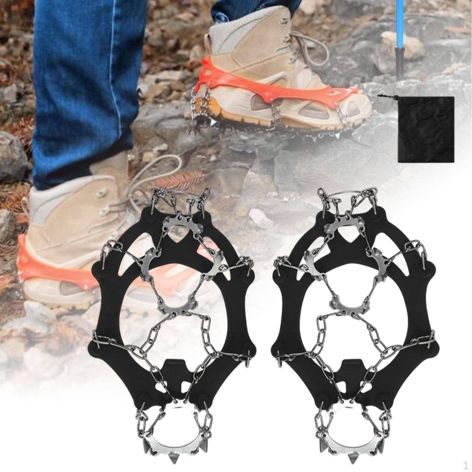 

Кошки для обуви для снега и льда Ботинки Grippers Легкие тяговые шипы Black L 26cmx15cm