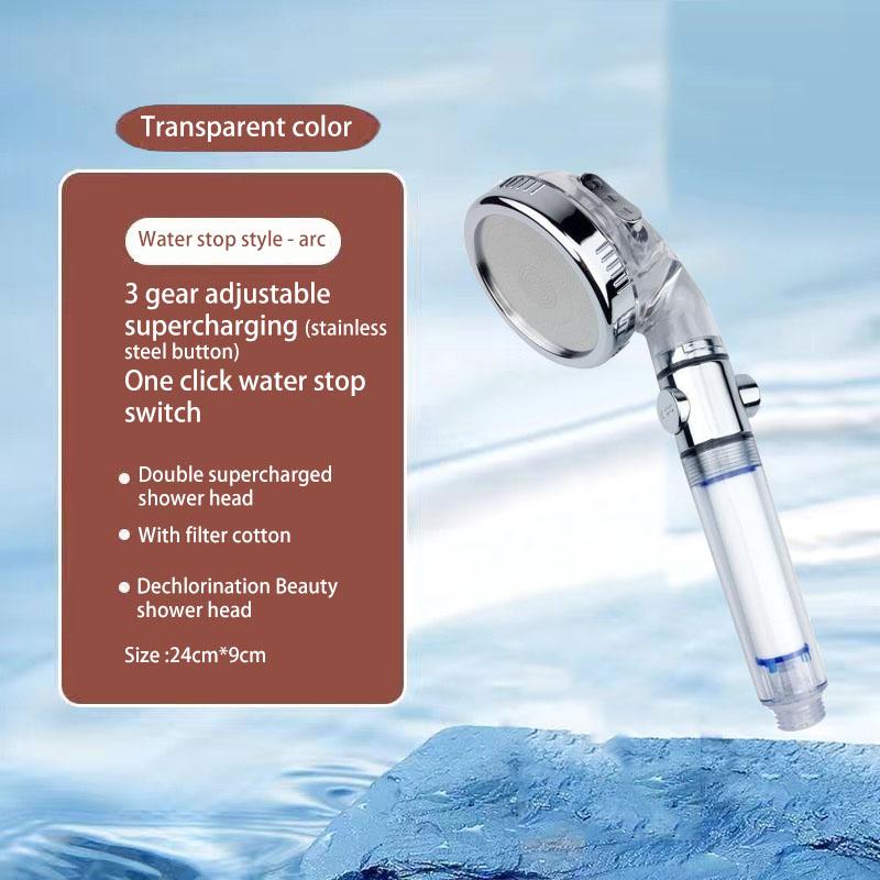 Showerhead 3-speed Adjustment Portable Shower Filter Negative Ion Stone Shower for Bathroom Items Bath Accessories Showers Parts