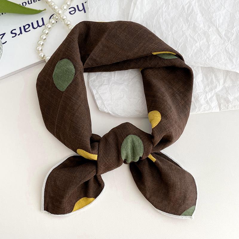 Cotton And Linen Small Square Scarf, Women'S Small Fresh Floral Temperament, Neck Protection, Small Scarf, Headband, Headscarf, Silk Scarf.