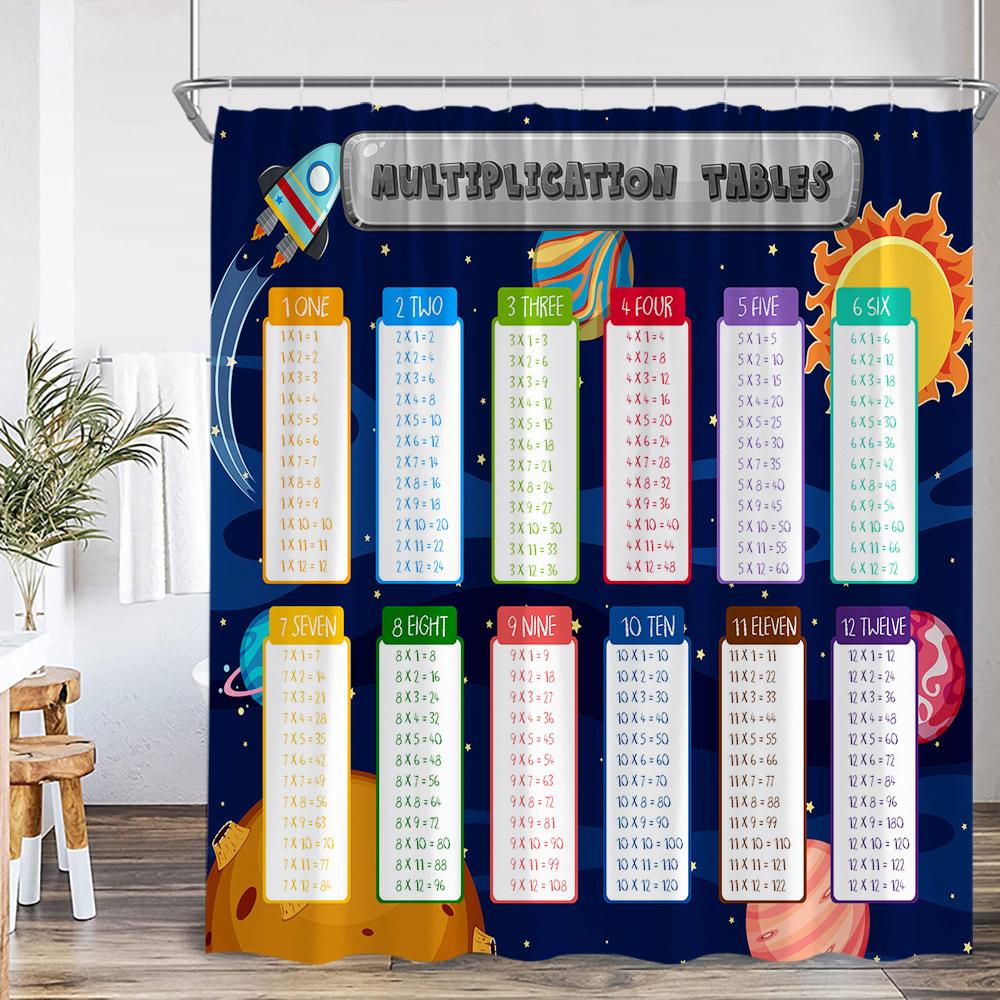 Mutiplication Table Shower Curtain Math Education Study Theme Home Decor For Bathroom Polyester Fabric Bath Curtain With Hook