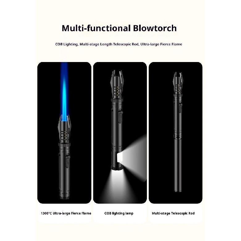 BBQ Barbecue Candle Lengthening Powerful Metal Gas Lighter Windproof Turbo Kitchen Torch Cigar Smoking Accessories Flashlight
