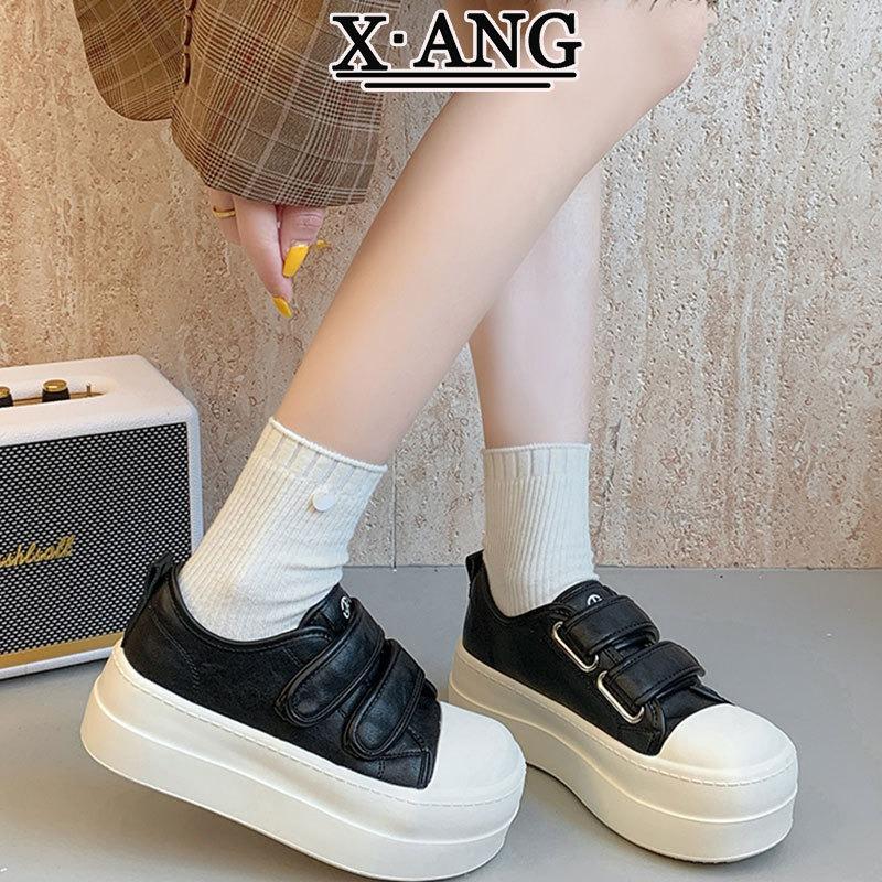 

Кожаные маленькие белые туфли, детские универсальные туфли на липучке, весенне-летние новые, на толстой подошве, увеличивающие рост, повседневные спортивные женские туфли 40