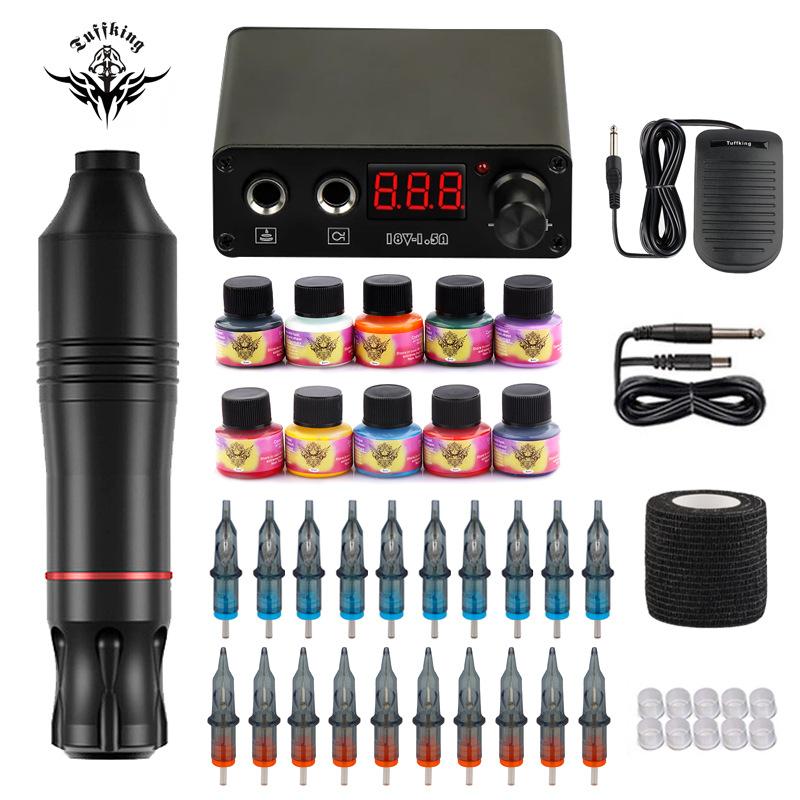 

Набор для татуировки, универсальная машина для резки ниток и нанесения тумана, татуировка, машина для лошадей, полный набор комбинированных инструментов для вышивки татуировок чёрный