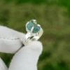 925 Silver Pentagon Natural Aquamarine Statement March Solitaire Ring Size 6.5