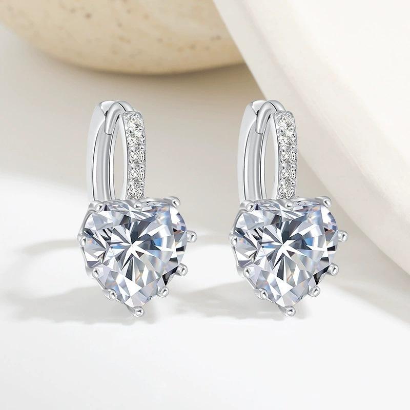 1 Pair Classic Fashion Heart-Shape High Quality Zirconia Hoop Earrings For Trend Women Lovely Birthday Jewelry Gift