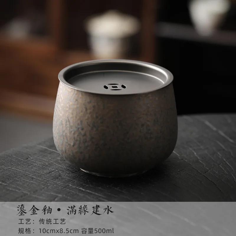 

Japanese Gilded Iron Glaze Jianshui Elegant Tea Cup Wash Writing-brush Washer Household Chaxi Drinkware Accessories Collection