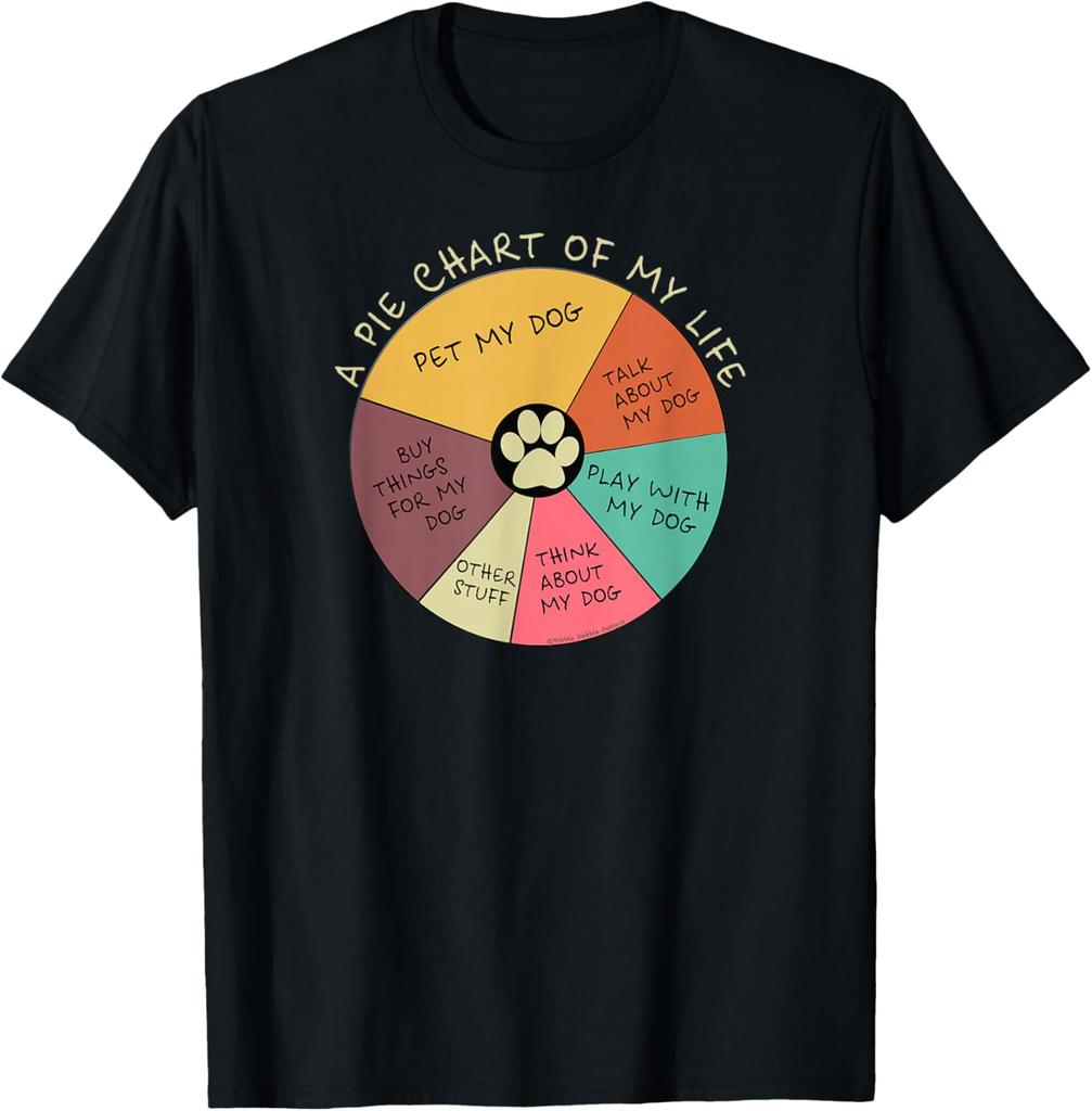 Funny Dog Lover Pie Chart of My Life Graphic Tee Casual Cotton Short Sleeve TShirt - Men's Summer Cotton Graphic Tee