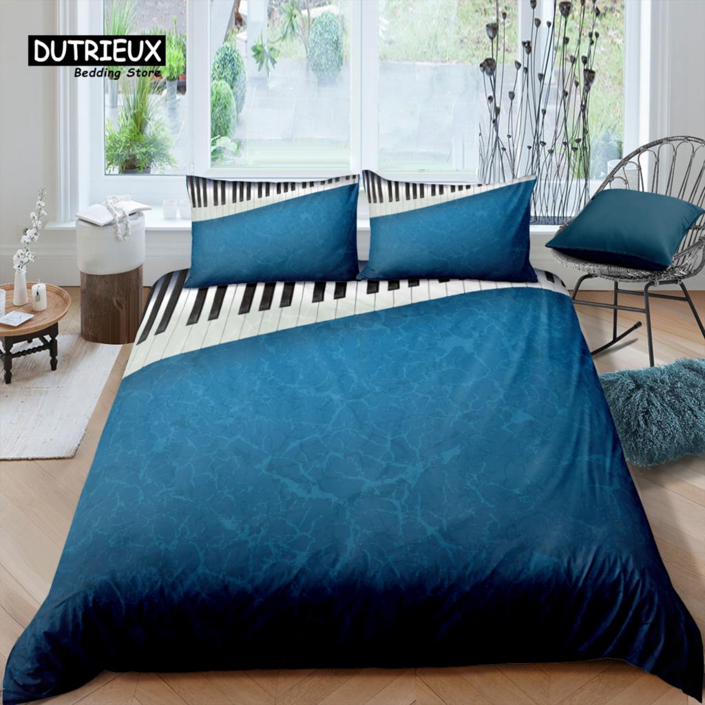 Comforter Home Living Luxury 3D Piano Bedding Set Musical Note Queen And King Eu/Us/Au/Uk Size Comforter Bedding
