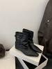 European and American sexy small square trouser boots women's square and 2025 autumn and winter fried street low-heeled sleeve short boots