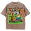 Life Skills Series Printing Washed Tee Shirt Mans Summer Crewneck Clothes Soft Cotton Short Sleeve Casual T-Shirts