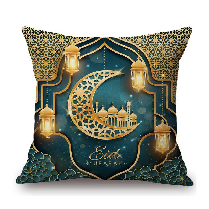 Moslem Home Decoration Eid Mubarak Ramadan Festival Mosuqe Doctrine Calligraphy Art Sofa Pillow Case Linen Cushion Cover