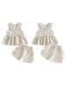 Adorable Infant Girl Floral Romper Set with Matching Headband and Ruffled Shorts 2 Piece Summer Outfit for Toddler