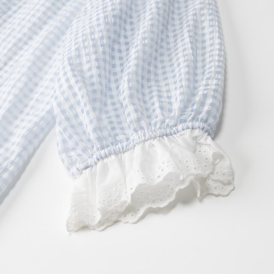 Spring 2025 Women's Fashion: European & American Style Peter Pan Collar Embroidered Shirt