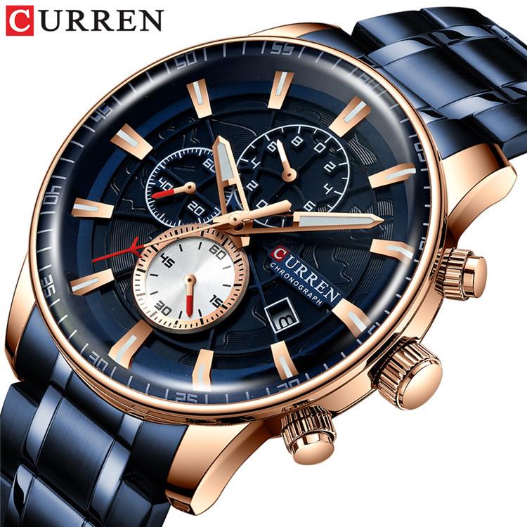 CURREN Men's Calendar Watch with Steel Business Waterproof Quartz Watch