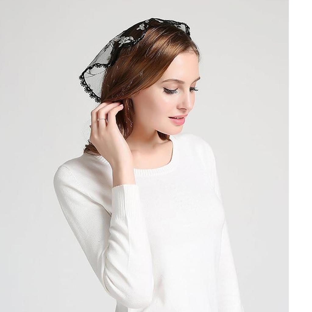 Chapel Headcoverimg Mantilla Headpiece Church Cap Veil Embroidery Mesh Church Veil Chapel Veil Head Covering