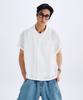 TAKEASY Linen-Like Roll-Up Half Shirt (White)