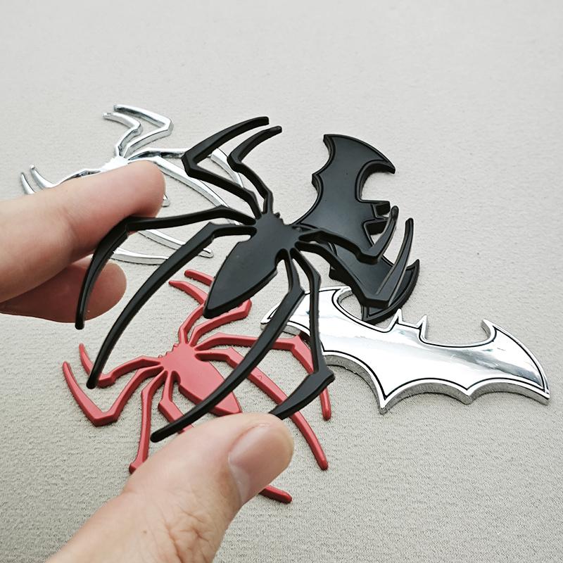 3D Metal Car Sticker Spider Bat Logo Chrome Badge Auto Emblem Decal Car Styling Decoration Auto Exterior Universal Accessories