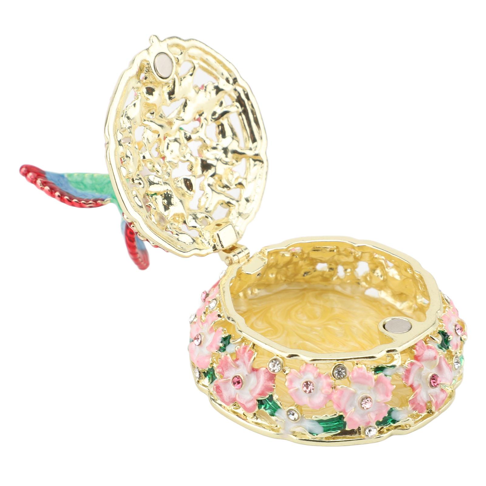 

Round Pattern Enameled Jewelry Box Decorative Metal Trinket Box Vintage Jewelry for Desktop and Bedroom