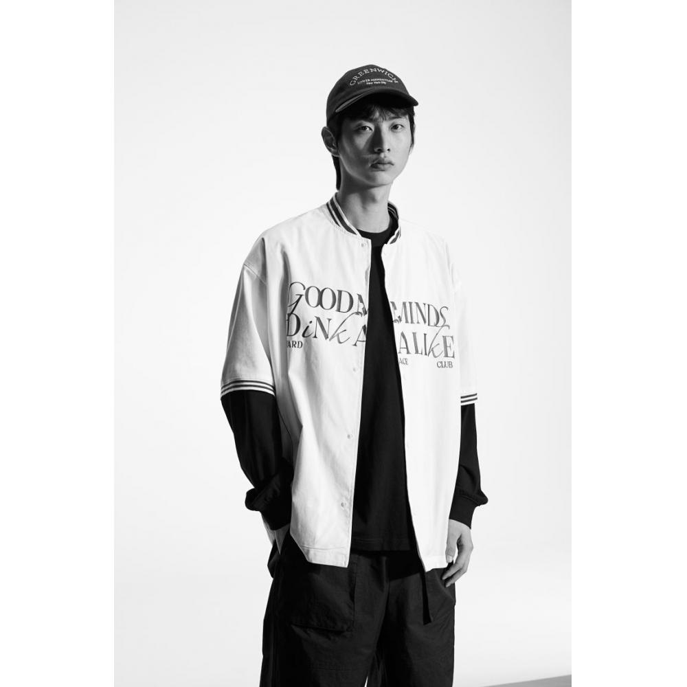 

HM Бейсбольная рубашка свободного кроя белая темно-синяя