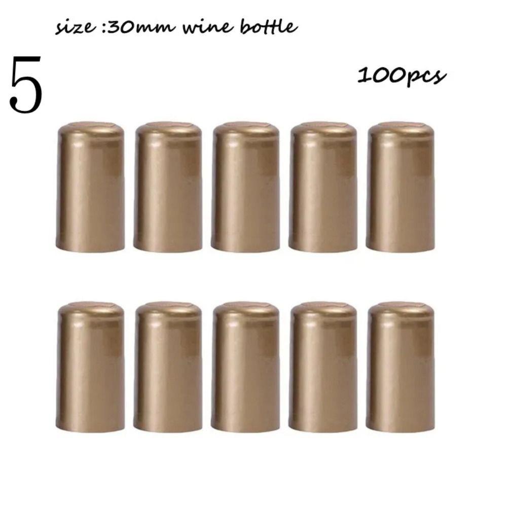 100Pcs PVC Wine Heat Shrinkable Cap Straight Mouth Tear Tab Wine Shrink Film Wrap Red Black Wine Bottle Cap