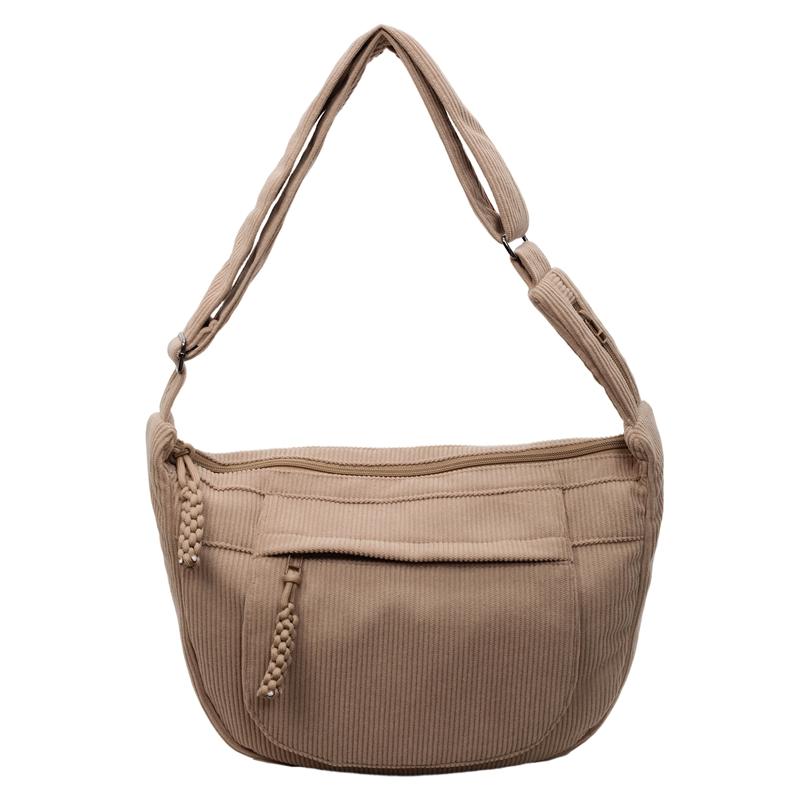 Borsa a spalla in velluto a coste da donna borsa a tracolla a tinta unita