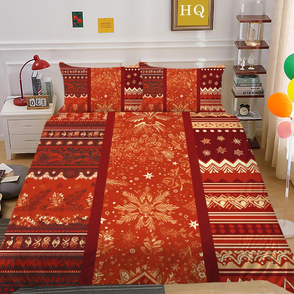 Christmas Printing 3D Printing Polyester Pillowcase Quilt Cover Two Or Three-Piece Set