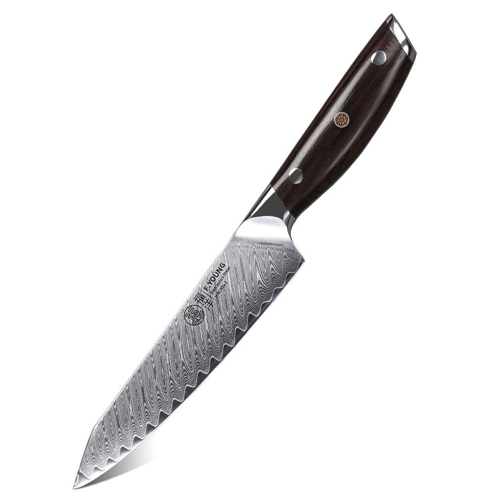 

F.YOUNG 5 Универсальный нож 67 слоев дамасской стали Кухонный нож шеф-повара Нож для чистки фруктов Овощной Мясной Многофункциональные кухонные инструменты 5 inch