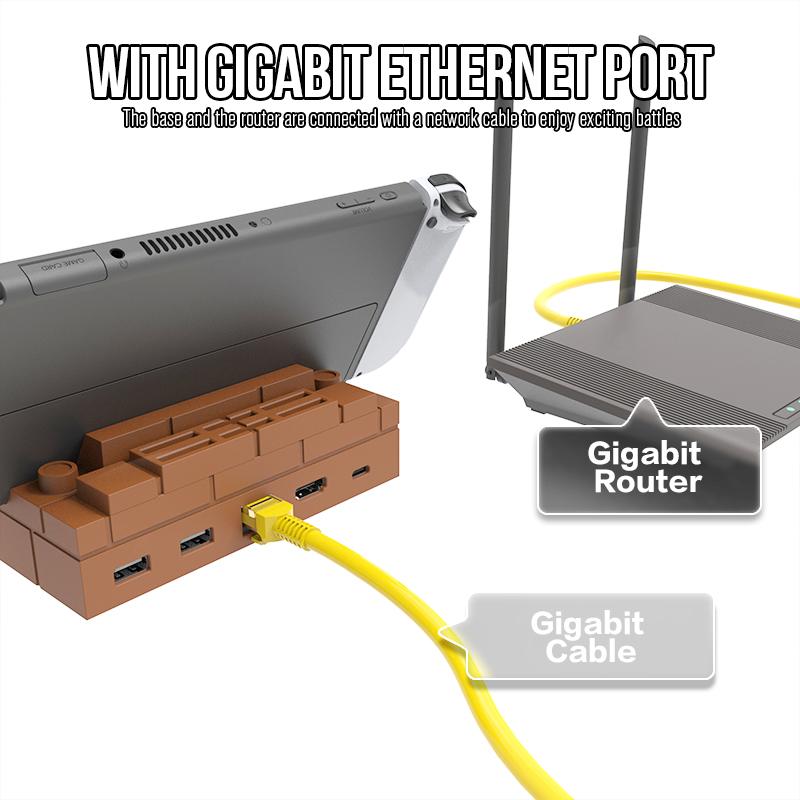 HS-SW500 For Nintendo Switch/Switch OLED Video Converter Dock Station with RJ45+USB+HD+Type-C