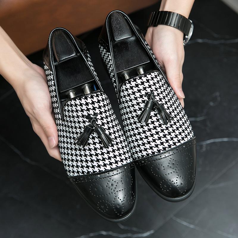 

Hot Sale Large Size 47 Fringed Loafers British Business Casual Light Bottom One Pedal Leather Shoes Hairstylist Tide Shoes 47 чорний