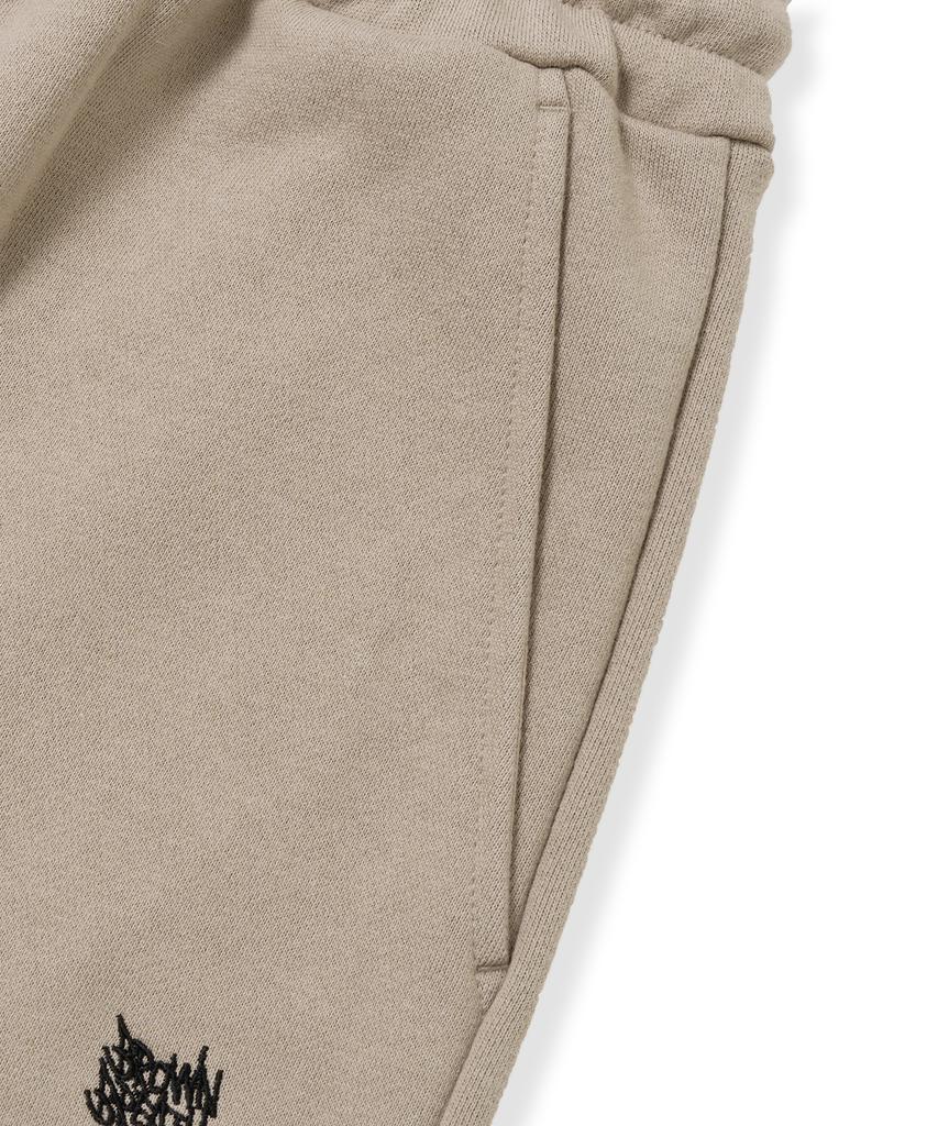 Brown Bless Tag Sweat Pants - Beige