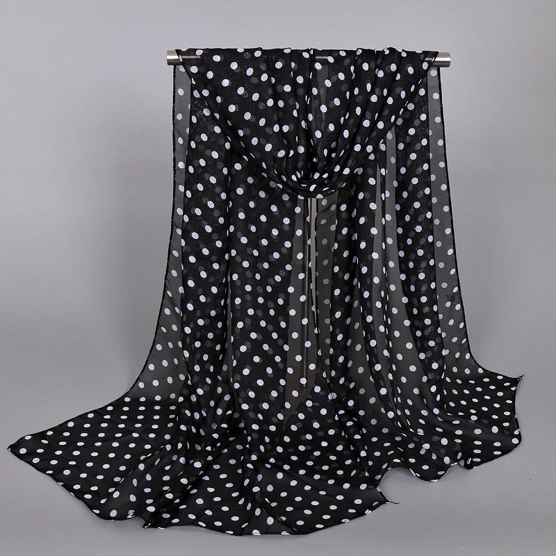 New Chiffon Print Dots Scarf For Women Girls New Autumn Solid Color Breathable Scarves Soft Shawl Summer Female Wrap Shawls