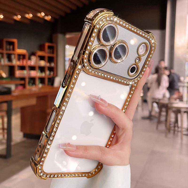 Compatible Rhinestone Airbag Case for iPhone 17 Pro Max - Drop-Proof, Transparent, Diamond-Enhanced Cover