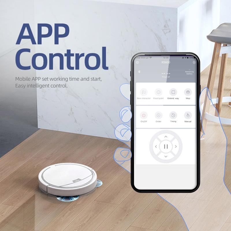 Robot Vacuum Cleaner ROBOT600, for Wet and Dry Cleaning, with App Control, Black, Gold