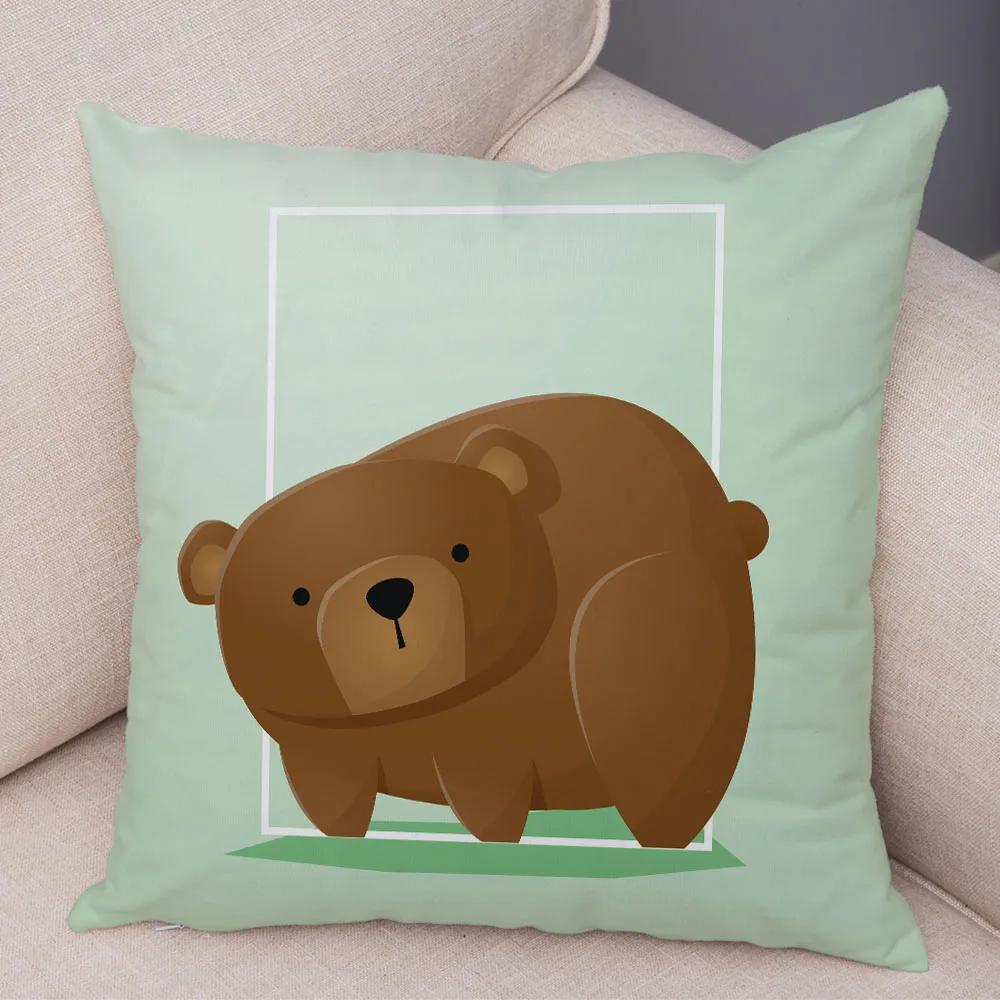 Cute Cartoon Animal Decoration Pillowcase Pig Bear Cow Shark  Sofa Room Cushion Cover Kindergarten Home