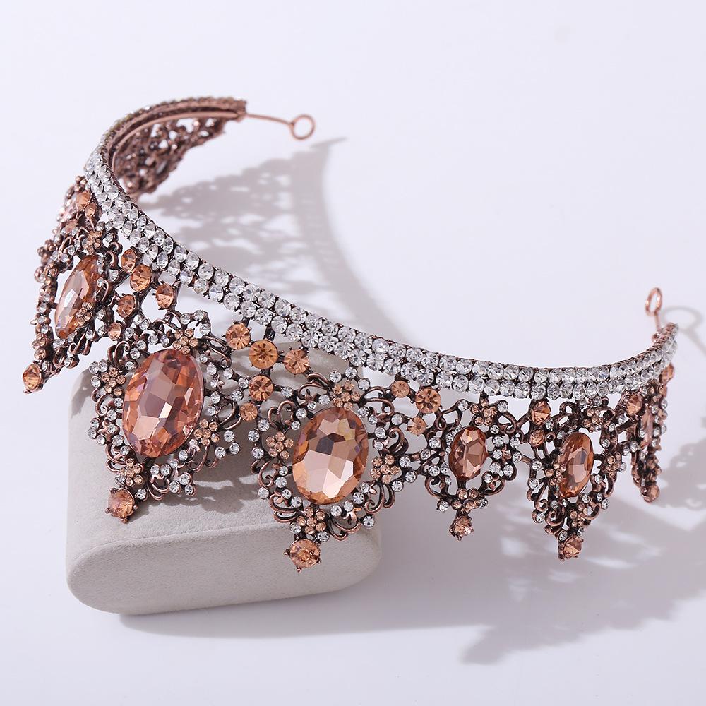 Tiare Femei Regina Regală Lux Baroc Cristal Violet Antic Bijuterii de Păr Coroane pentru Mireasă Nuntă Petrecere Concurs Diademă