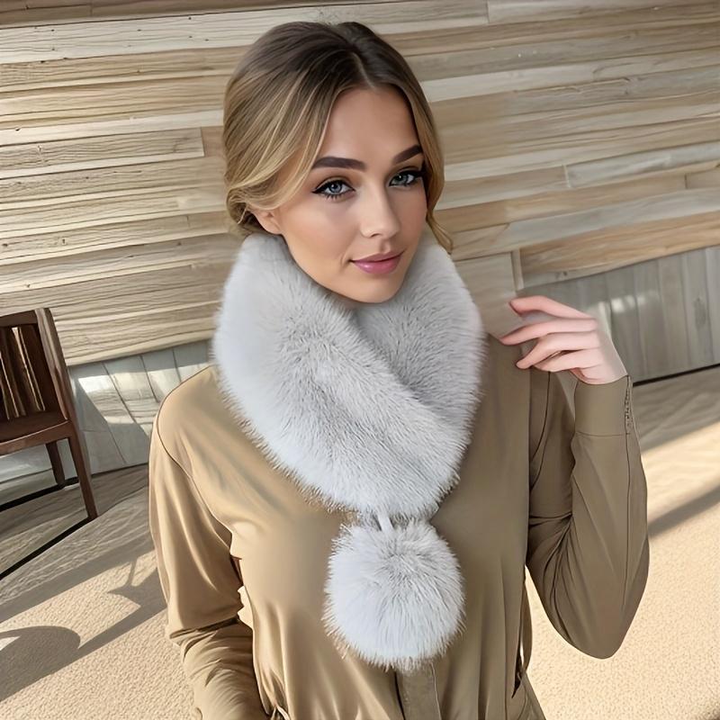 1PC Furry High-end Scarf Warm Fur Collar Thick Plush Skin-friendly Delicate Fashionable Stylish