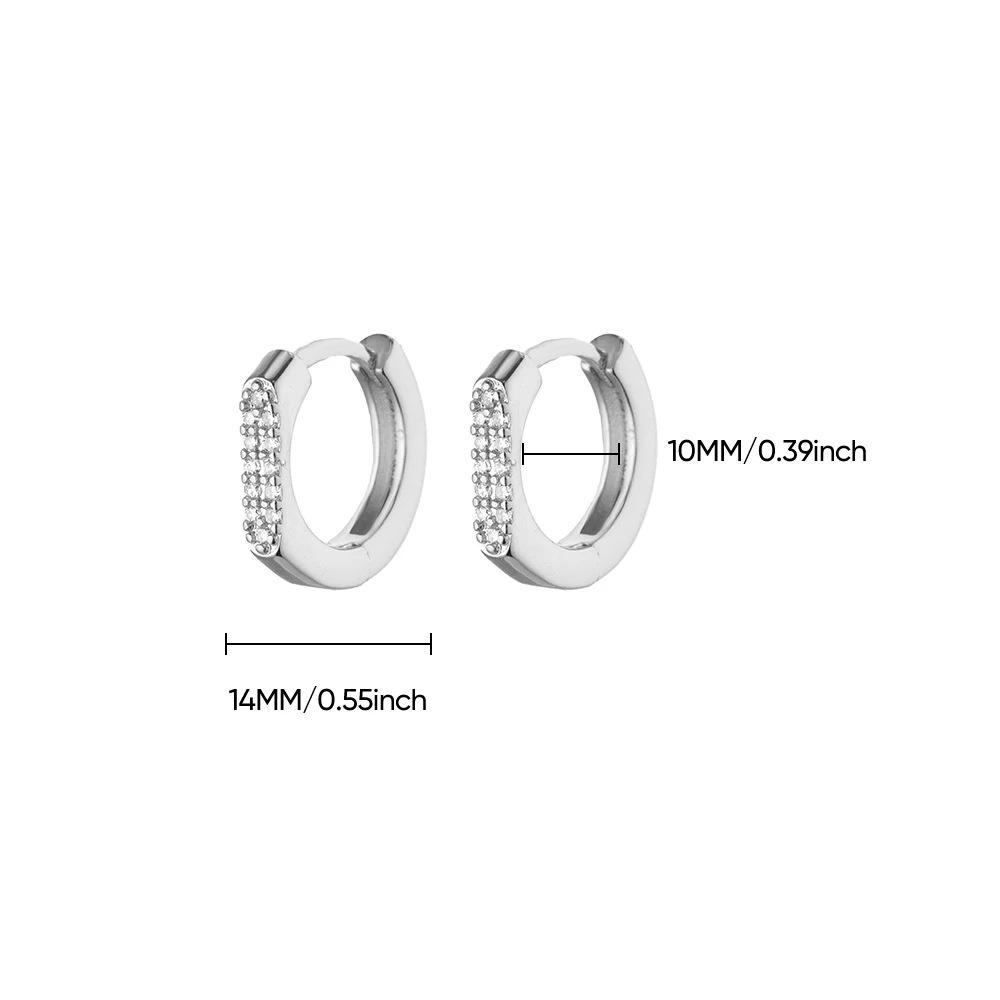 New Trendy Color Row Diamond Micro-inlaid Zircon Ear Buckle Simple and Advanced Sense Exquisite Small Commuter Earrings