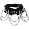 Cool Punk Gothic Collar for Women and Men Black PU Leather Vingate Necklace Adjustable