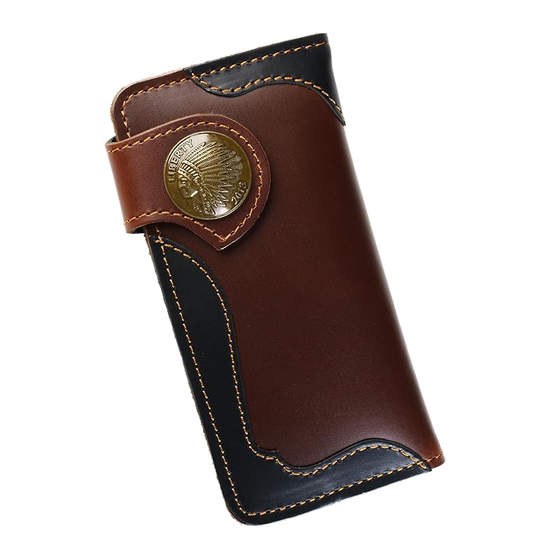 

[Sasical] bikers wallet long wallet riders wallet American casual leather wallet bi-fold wallet men s genuine leather leather wallet cowhide men s