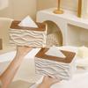 Artistic Ripples Effects Tissue Dispenser With Combination Of Wood And Plastic Materials Tissue Holder For Daily Use