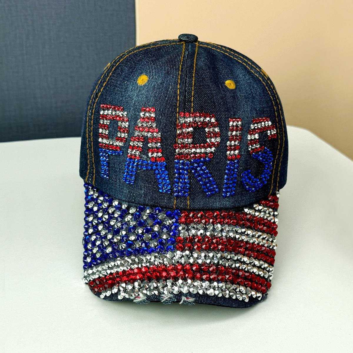 

Весенне-летняя новая мужская и женская модная джинсовая бейсболка со стразами и бриллиантами, маленькая повседневная кепка от солнца Adjustable