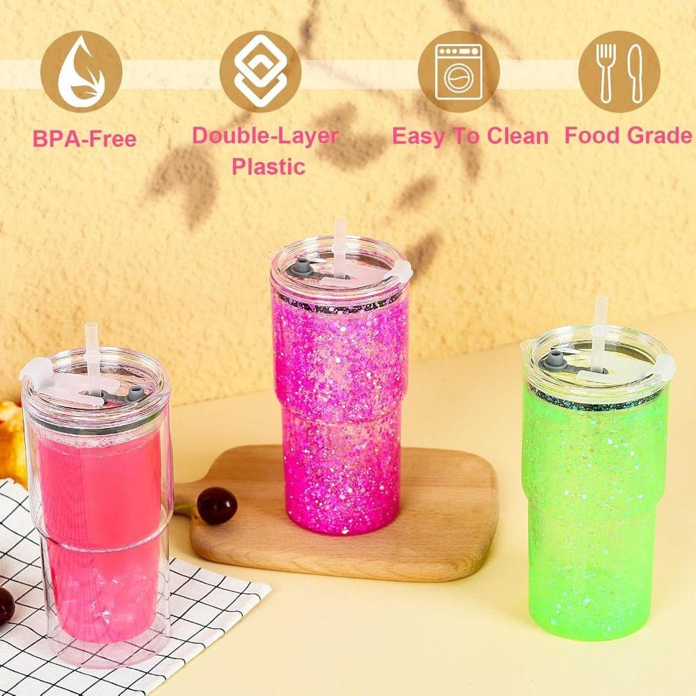 Gift 18oz Capacity Mason Jar Cups Reusable Double Layers Water Bottles Break-Resistant Snow Globe Tumbler Holiday Gifts