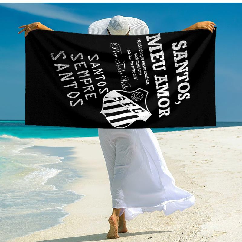 proof beach towel with Santos SFC logo pattern - soft,absorbent,quick-drying,machine washable - perfect for swimming,camping,bathing