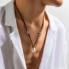 Salircon Bohemian Simulation Shell Pendant Choker Simple Brown Korean Velvet Clavicle Necklace Men's Casual Party Jewelry
