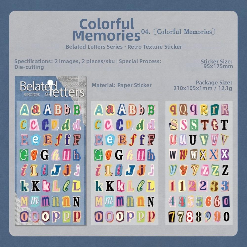

2Pcs/Pack Vintage Design Alphabet Stickers English Theme Symbol Stickers Number Stickers Journaling D