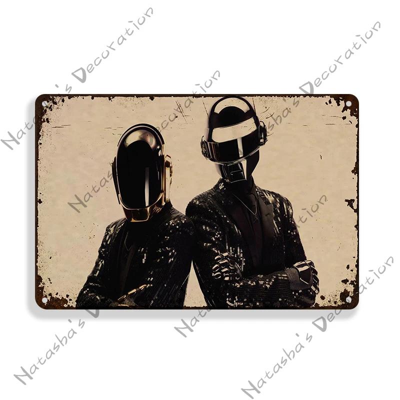 Daft Punk Vintage Poster Rock Music Metal Sign Retro Poster Metal Plaque Pub Bar Club Bedroom Decorative Plate Music Wall Decor