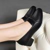 Women's Work Shoes Lightweight Breathable Loafers with Block Heels—Soft PU Office Footwear Ideal for Daily Wear and Commuting
