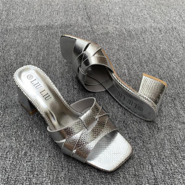 

Модная обувь Квадратный каблук Резиновые шлепанцы Женские тапочки Женские каблуки Блок Серебристые Гавайские Высокие Сексуальные Слайды Туфли-лодочки Обувь с закрытым носком Женская 20 35