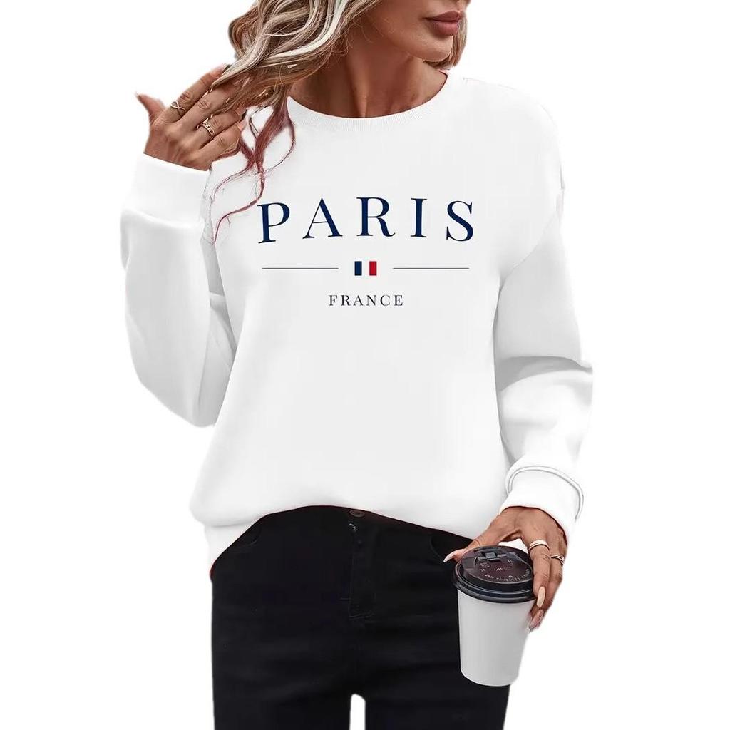 Paris Autumn/Winter Plus Size Letter Print Cotton Sweatshirt
